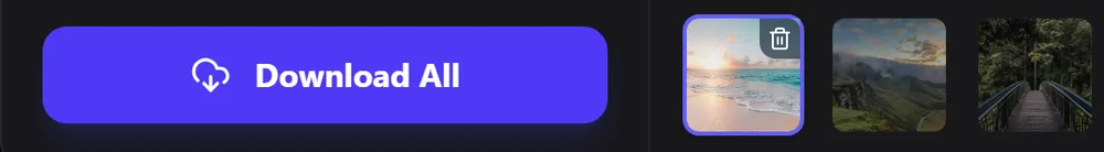 Download All button next to the processed photo thumbnails