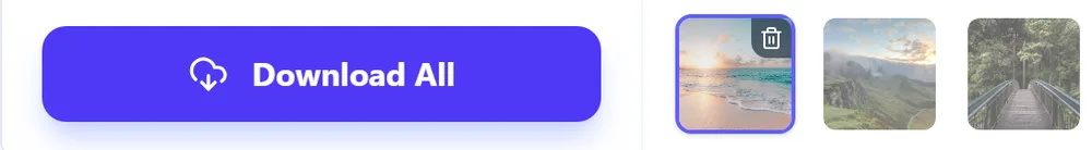 Download All button next to the processed photo thumbnails